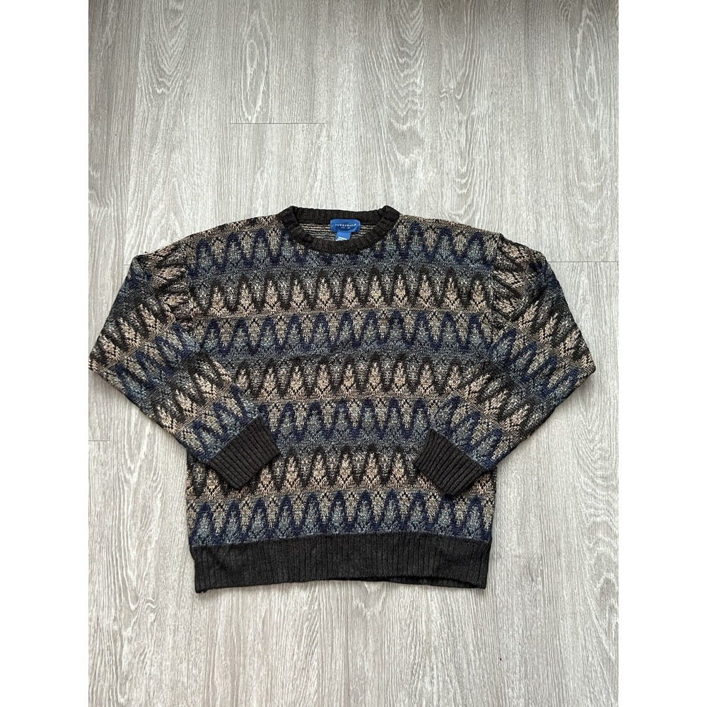 Vintage Towncraft Grandpacore Cosby Dark Academia Knit Pullover Sweater Men's M